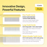 3-Piece Stainless Steel Pet Grooming Comb Set with Plastic Handles