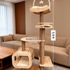 Wooden Cat Tree with Scratching Post and Hideaway