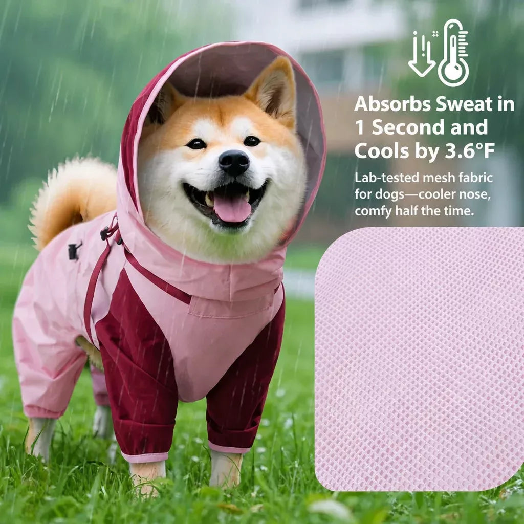 Hooded Four-Leg Dog Raincoat for Small to Medium Dogs