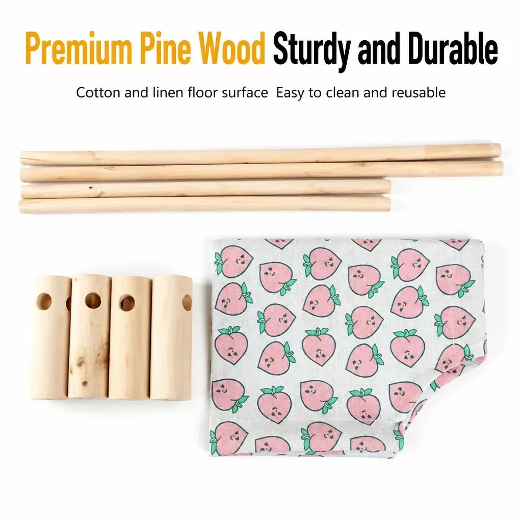 Wood-Frame Cot-Style Pet Bed with Polyester Cover