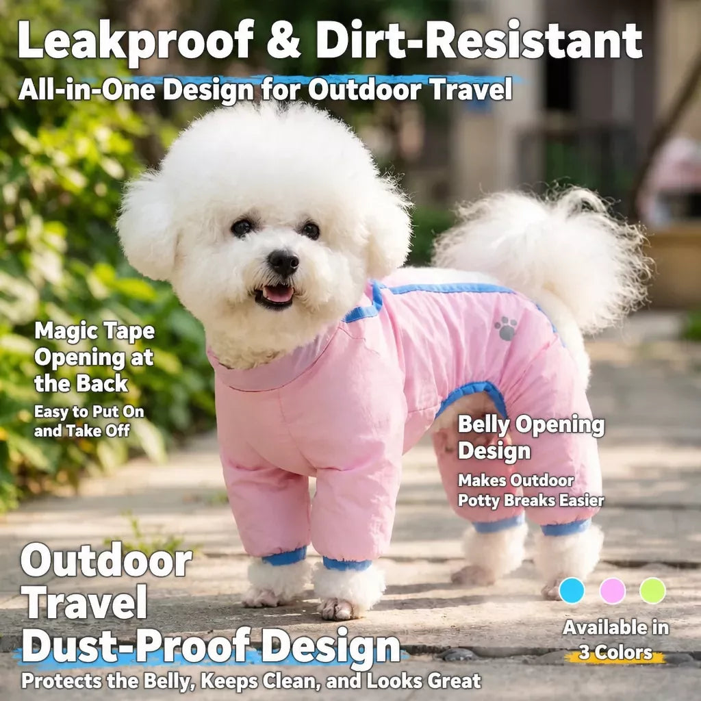 Synthetic Leather Four-Leg Dog Jumpsuit for Outdoor Walks