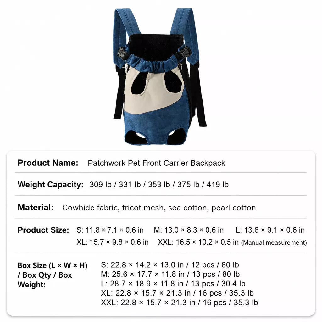Front-Carry Pet Carrier Backpack for Small Dogs and Cats