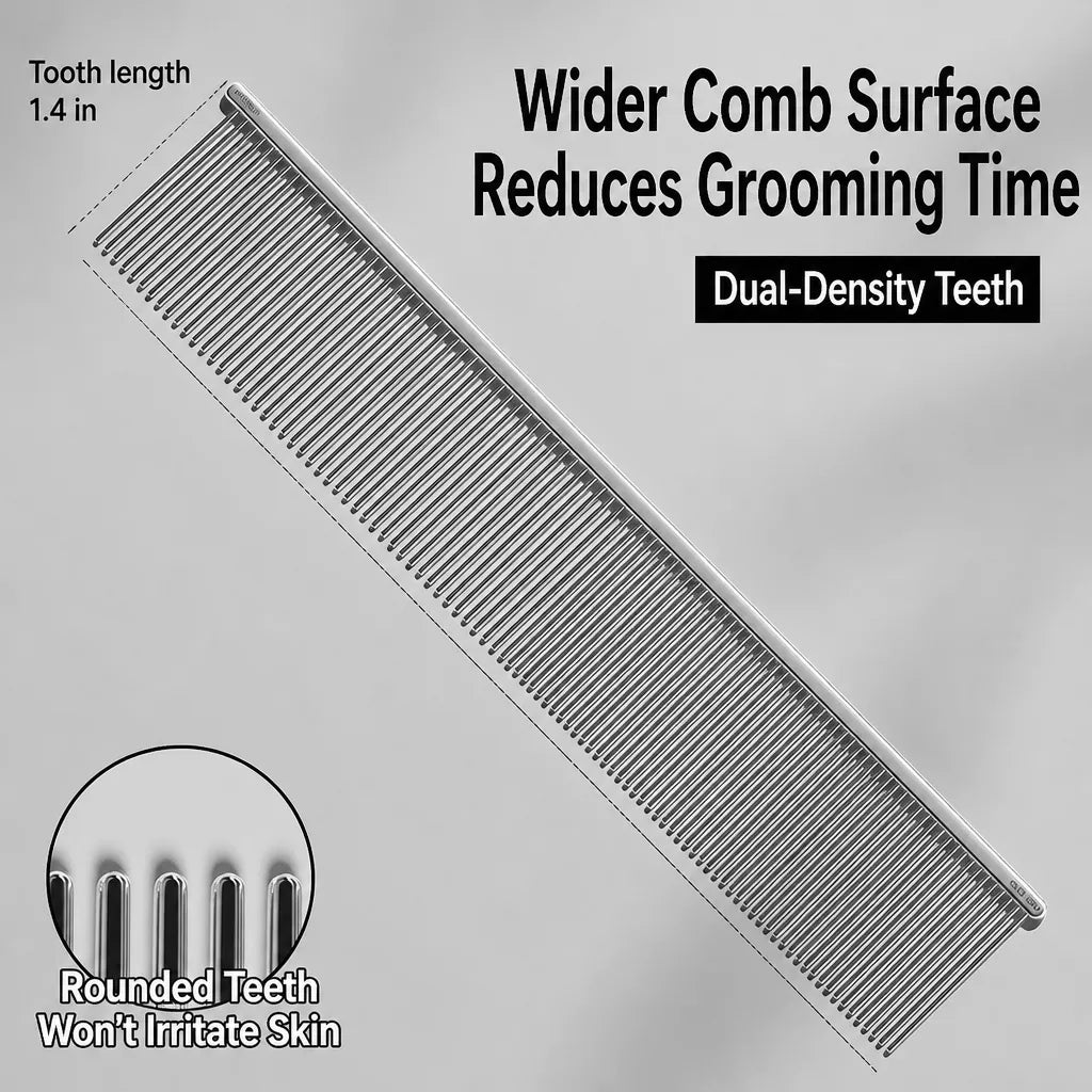 Fine-Tooth Pet Grooming Comb for Long-Haired Cats and Dogs