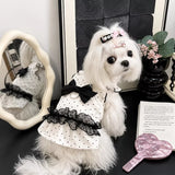Polka Dot Flutter-Sleeve Pet Dress for Cats & Small Dogs