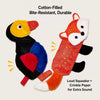 Squeaky Crinkle Dog Toy – Woodpecker or Red Fox