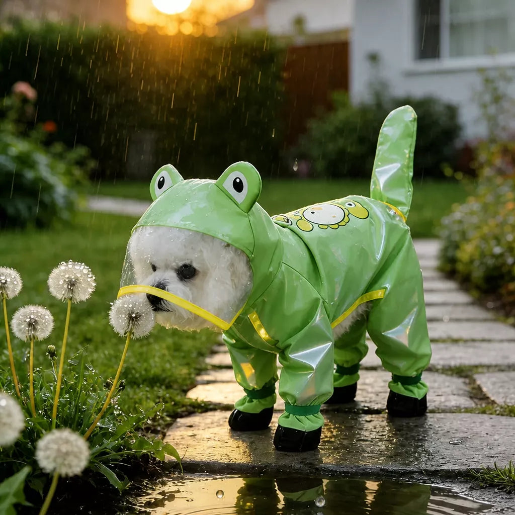 Frog-Style Full-Coverage Raincoat for Small Dogs