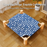 Elevated Wood Frame Pet Bed with Removable Polyester Cover
