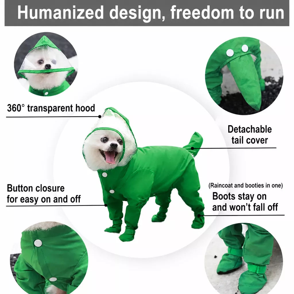 Waterproof Full-Coverage Raincoat with Leg Coverage for Small Dogs
