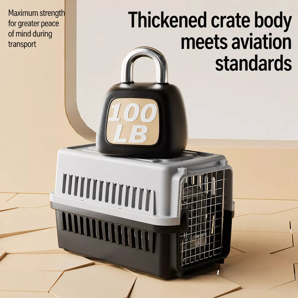 Pet Airline Travel Carrier with Hanging Bowl for Cats and Small Dogs