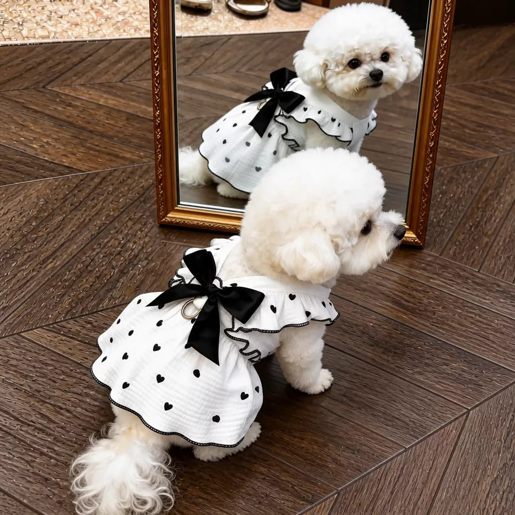 Cotton Bow Dress for Small Dogs and Cats