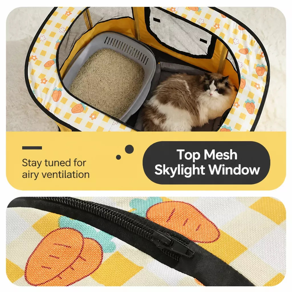 Foldable Two-Compartment Cat House for Mother Cats and Kittens
