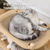 Two-Tier Solid Wood Cat Bed with Scratching and Rattan Mats