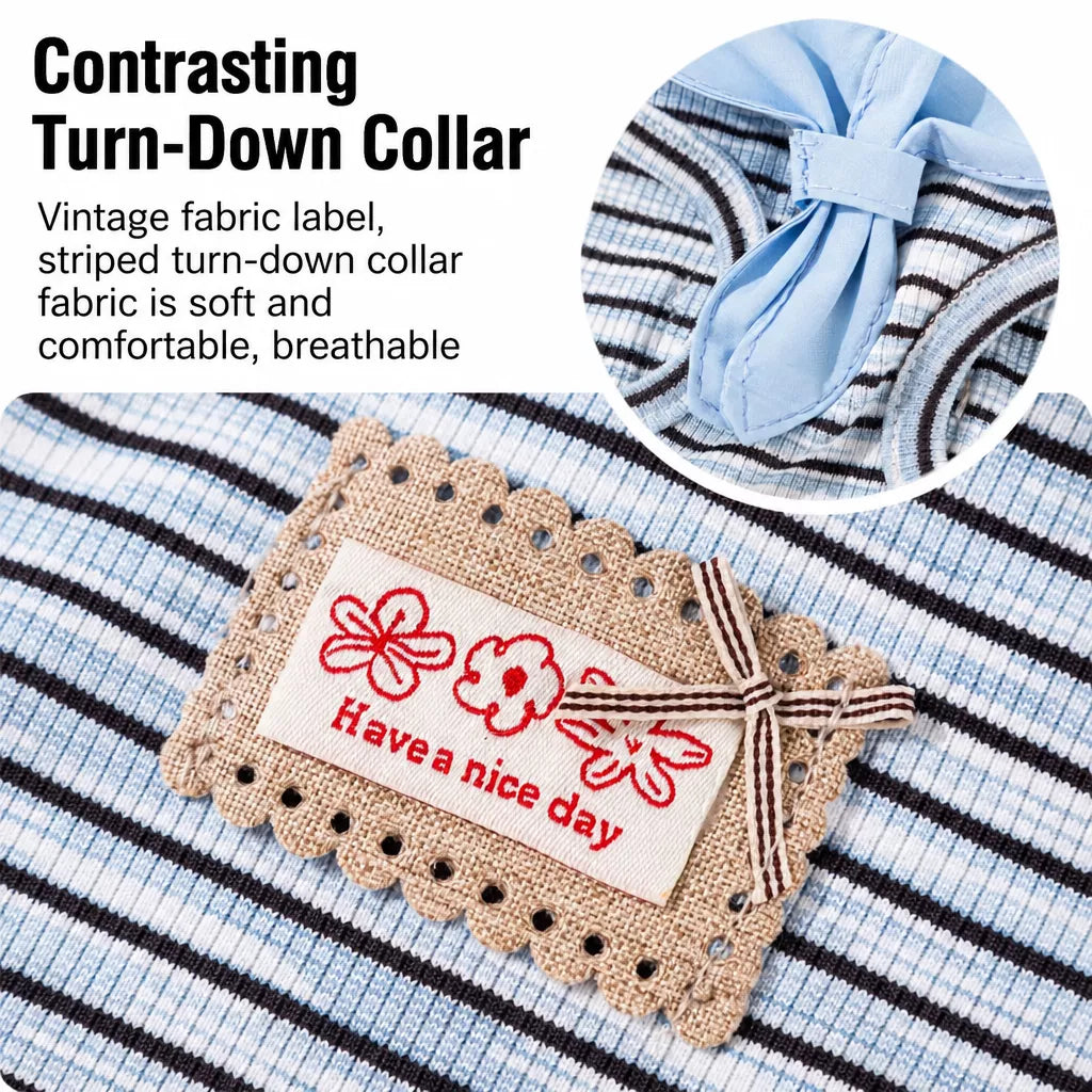 Striped Polo-Style Harness Vest for Small Dogs