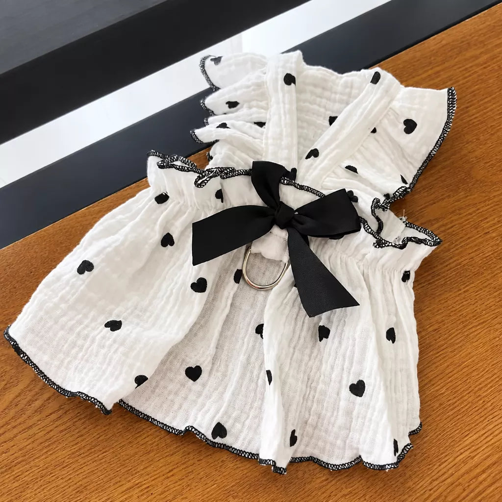 Cotton Bow Dress for Small Dogs and Cats