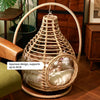 Hanging Rattan Pet Basket Bed for Pets Up to 22 lb