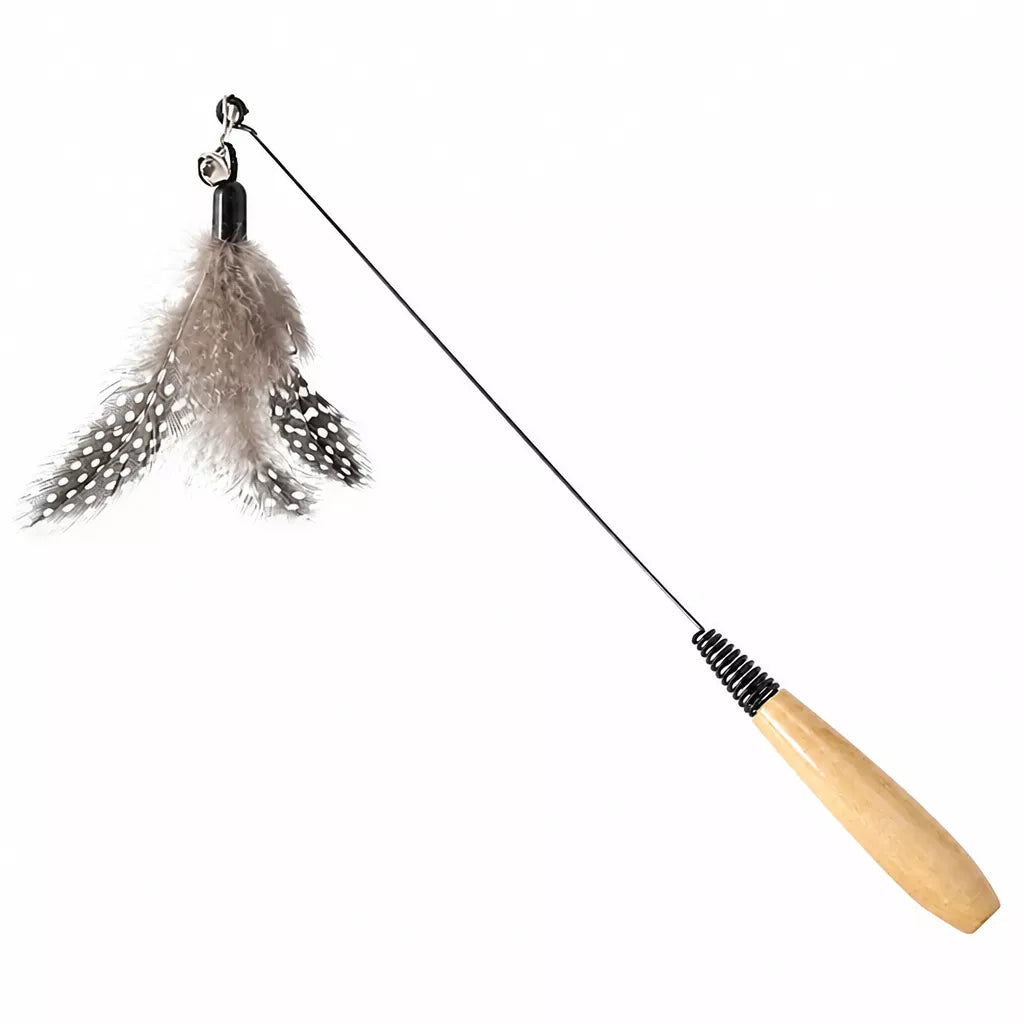 Detachable Feather Wand Cat Toy with Wooden Handle