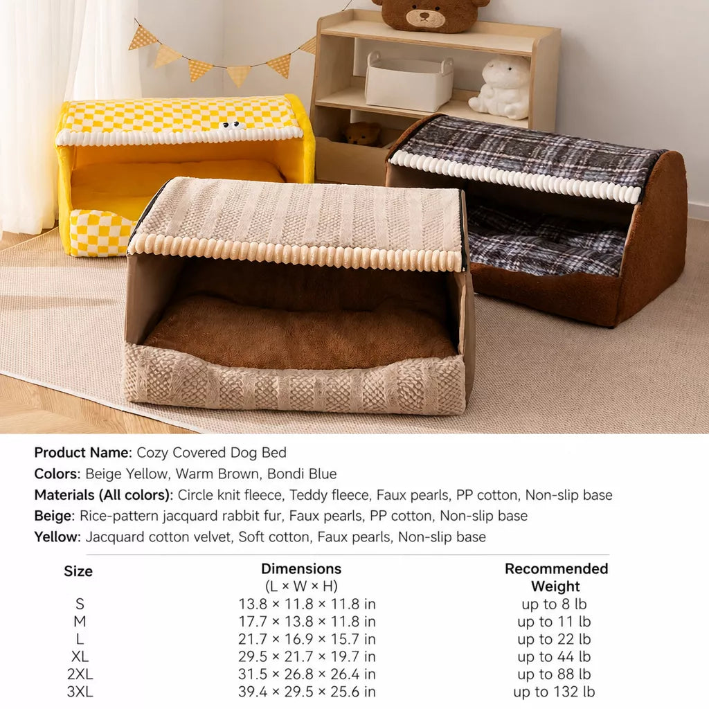 Enclosed Cat & Dog Bed with Removable, Washable Pad