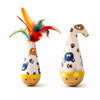 Beechwood Cat Wobble Toy with Feather and Twist Designs
