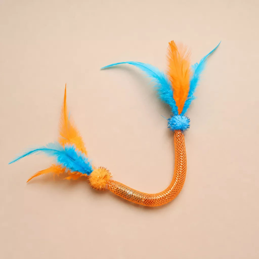 Cat Feather Teaser Toy with Stretchy Cotton Rope