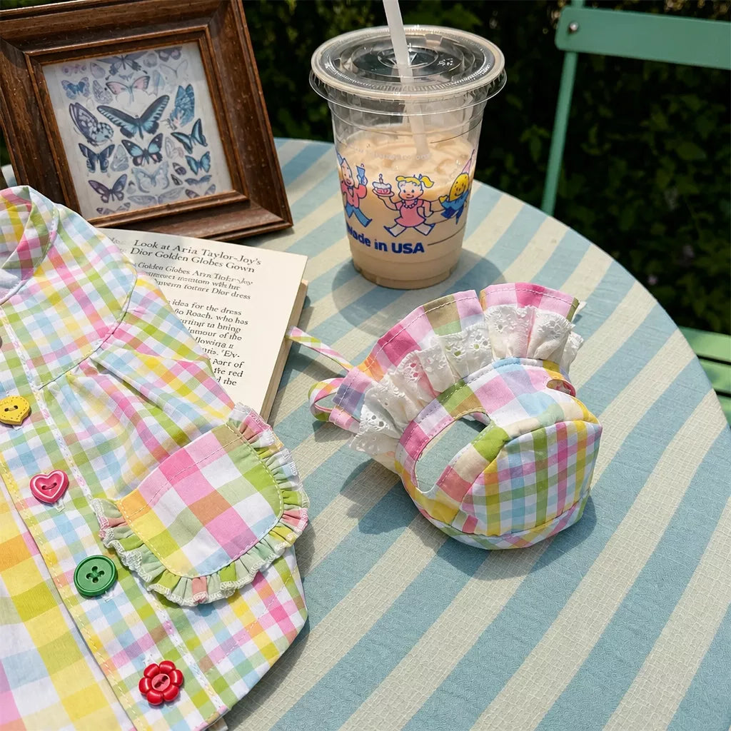Plaid Color-Block Back-Closure Pet Shirt