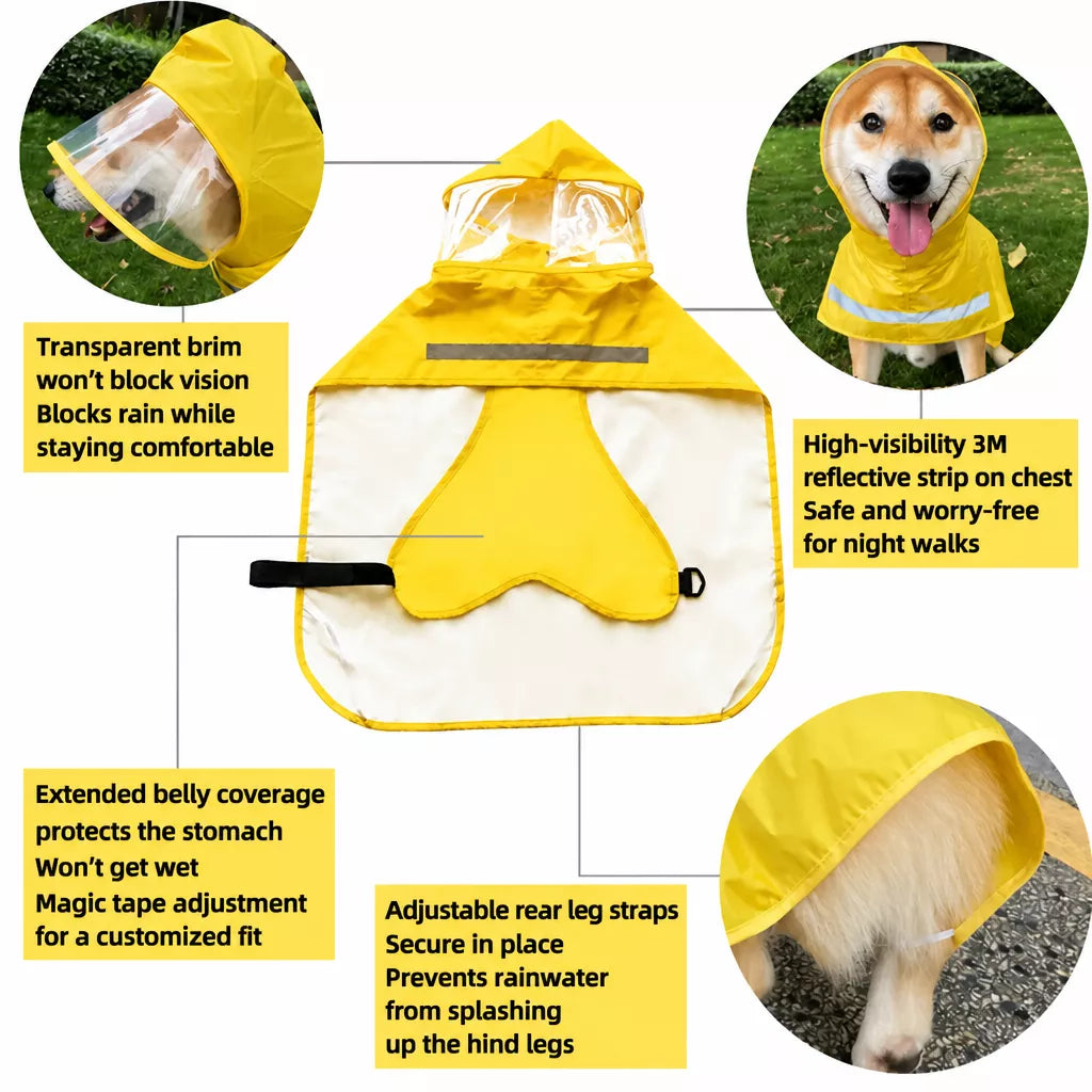 Dog Raincoat Cape for Small to Medium Dogs