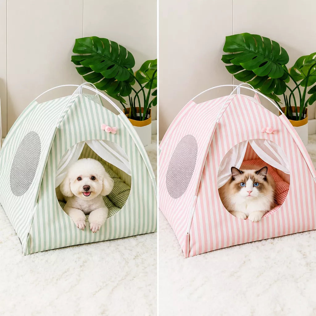 Indoor Tent Bed for Cats & Dogs with Washable Cover