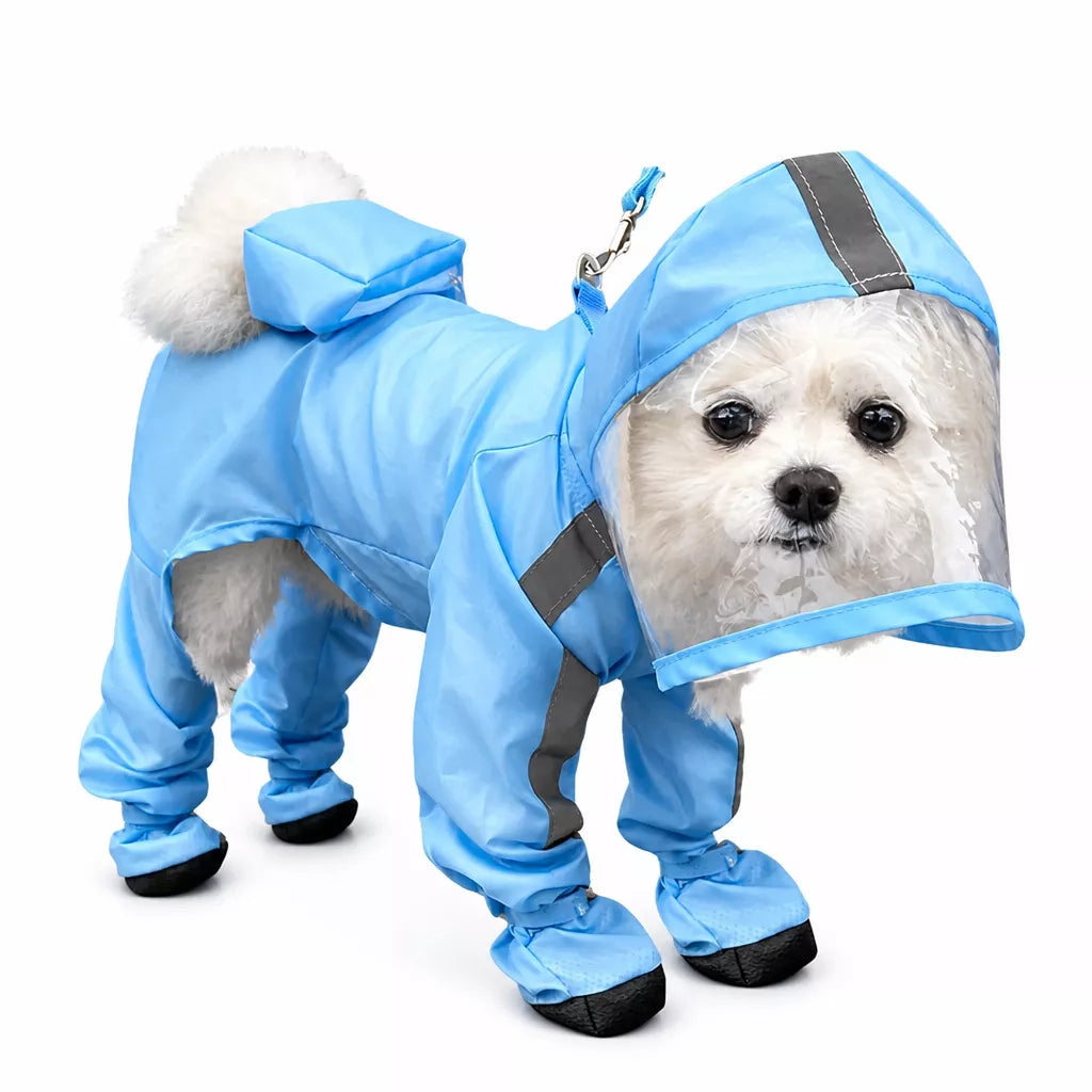 Waterproof Full-Coverage Raincoat with Leg Coverage for Small Dogs