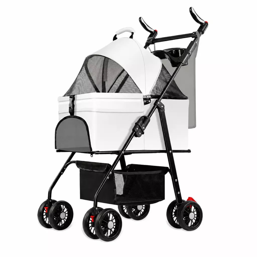 Foldable Pet Stroller with Removable Carrier and Tray