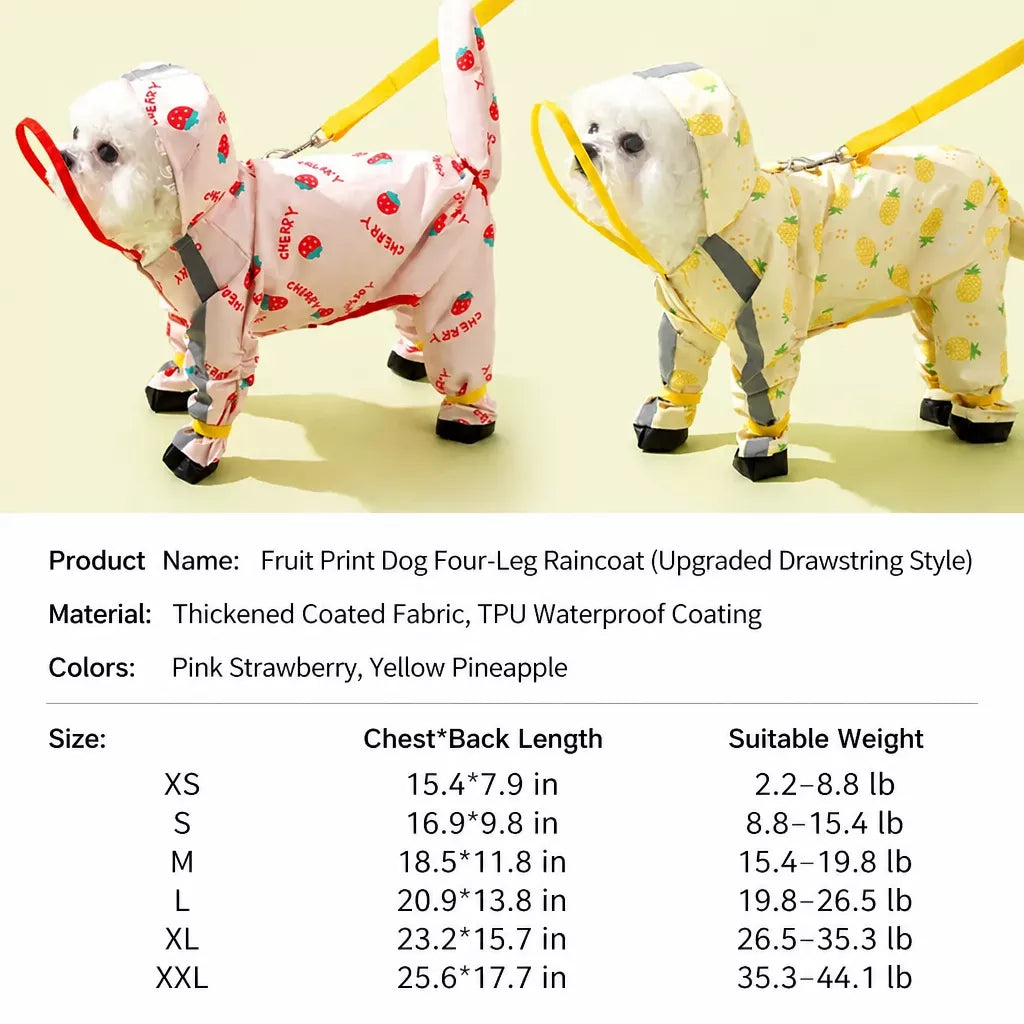 Full-Coverage Waterproof Four-Leg Raincoat for Small Dogs