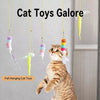 Hanging Feather Cat Teaser Toy with Elastic Wand