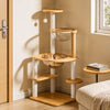 Solid Wood Cat Tree with Scratching Post, Cat House & Platforms
