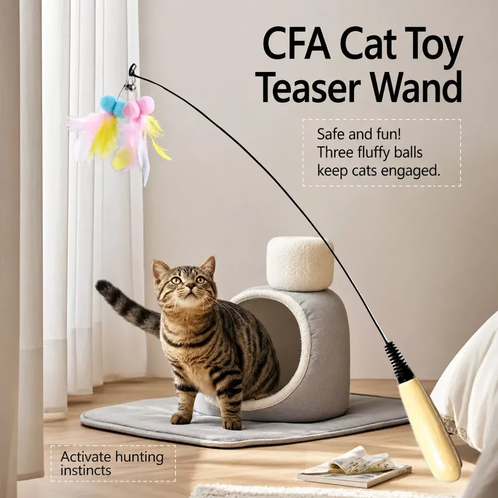 Cat Wand Toy with Feather Replacement Heads