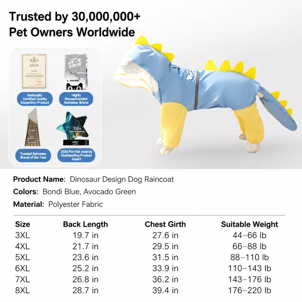 Four-Leg Waterproof Raincoat for Medium & Large Dogs