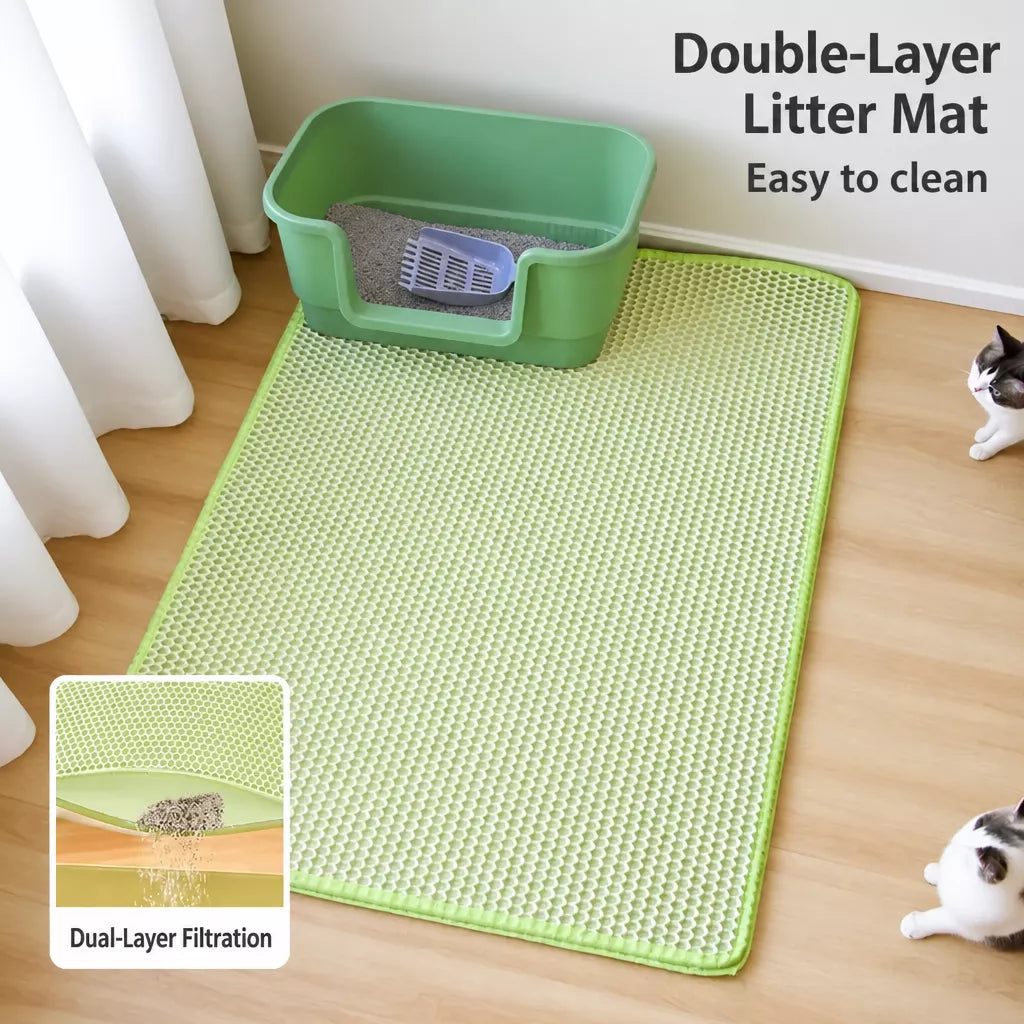 Double-Layer Cat Litter Mat with Cut-to-Fit Design