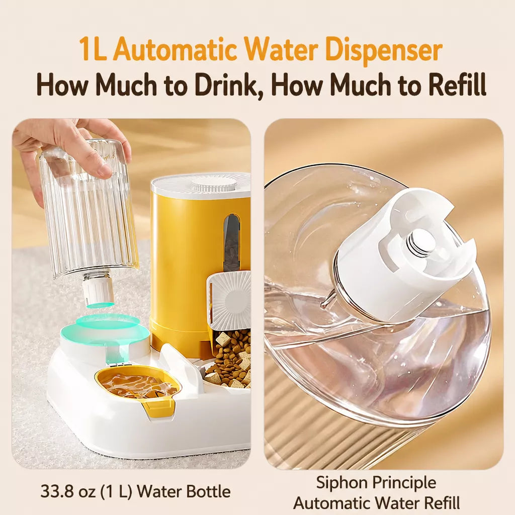 Automatic Pet Feeder with Dual Food and Water Bowls