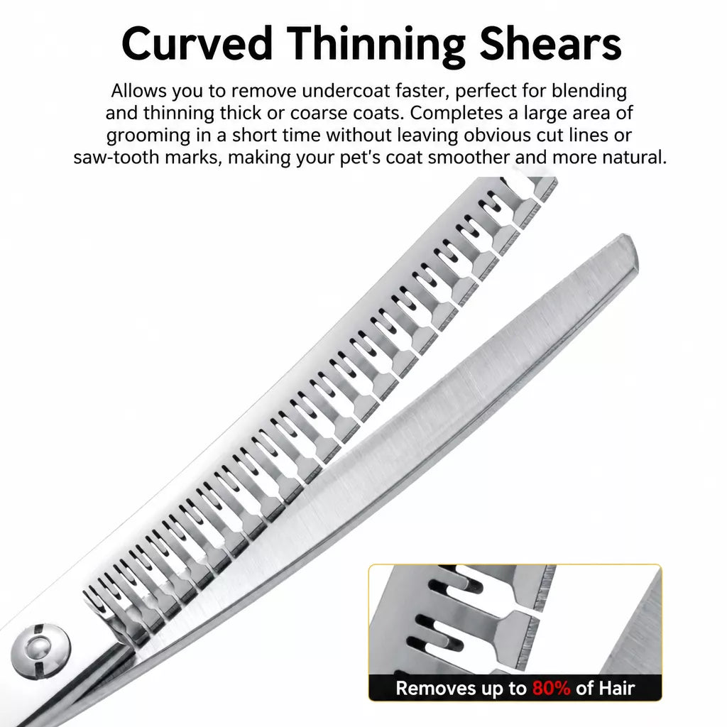 Pet Grooming Scissors Set for Trimming and Thinning