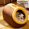 Enclosed Plush Pet Bed for Cats and Small Dogs