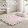 Cotton-Linen Pet Bed Mat with Bunny-Ear Pillow for Cats & Dogs