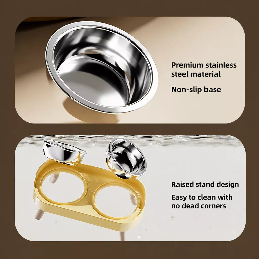 Stainless Steel Dog Bowl with Plastic Stand for Small Dogs