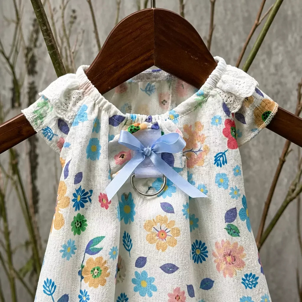 Lightweight Lace Pet Clothing with Bow and Ruffle Trim