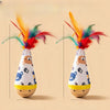 Beechwood Cat Wobble Toy with Feather and Twist Designs