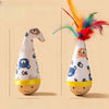 Beechwood Cat Wobble Toy with Feather and Twist Designs