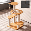 Solid Wood Cat Tree with Scratching Post, Cat House & Platforms