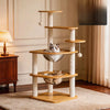 Solid Wood Cat Tree with Scratching Post, Cat House & Platforms