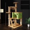 Solid Wood Cat Tree with Scratching Post, Cat House & Platforms