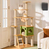 Solid Wood Cat Tree with Scratching Post, Cat House & Platforms