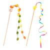 Wooden Cat Teaser Wand Toy with Bell and Colorful Attachments
