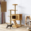 Solid Wood Cat Tree with Bed and Scratching Posts