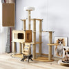 Solid Wood Cat Tree with Bed and Scratching Posts