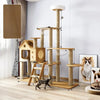 Solid Wood Cat Tree with Bed and Scratching Posts
